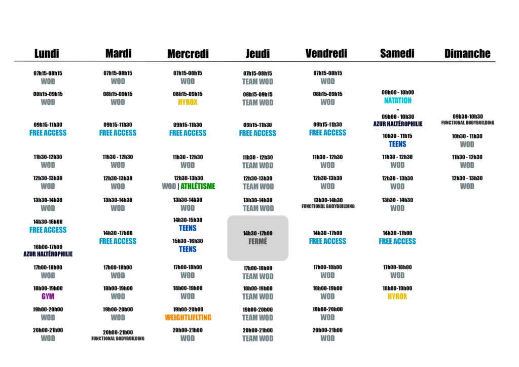 Planning CrossFit Cannes 2025